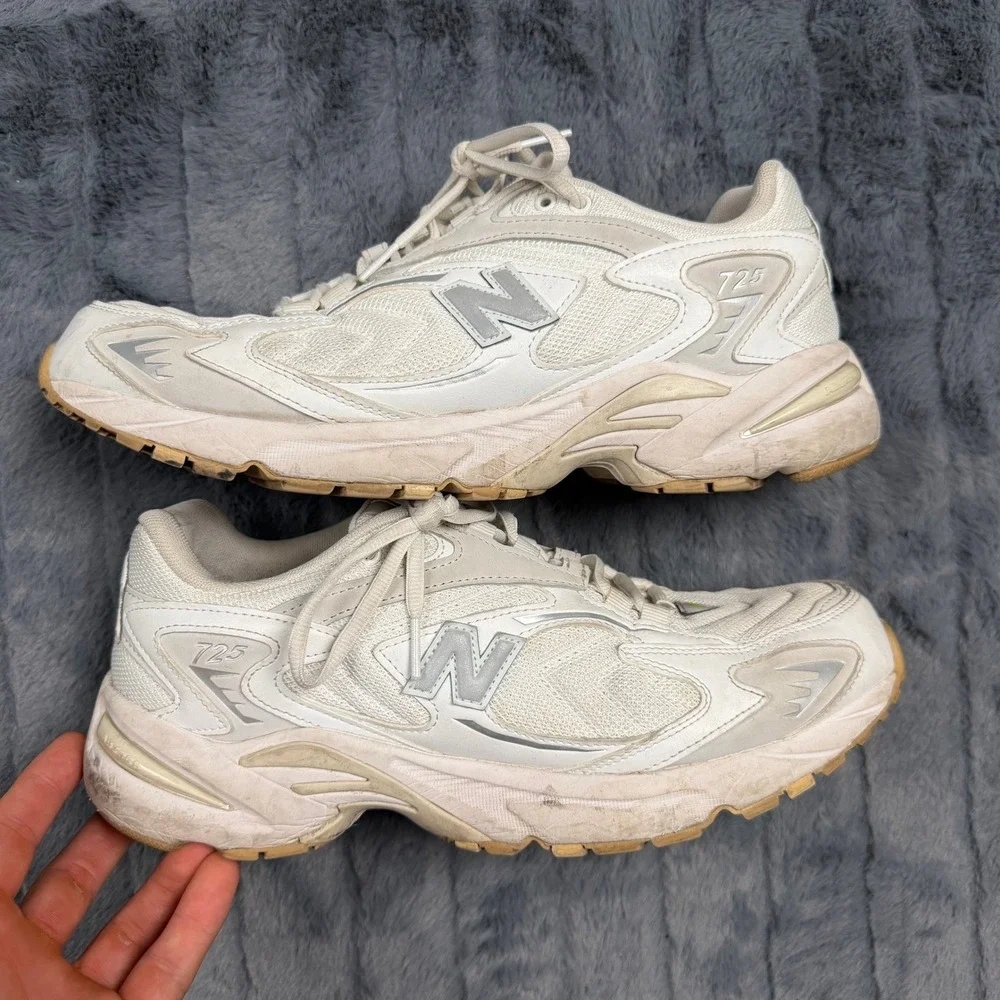 New Balance 725 White Silver Running Shoes ML725AF Mens 11 Low Top Sneakers